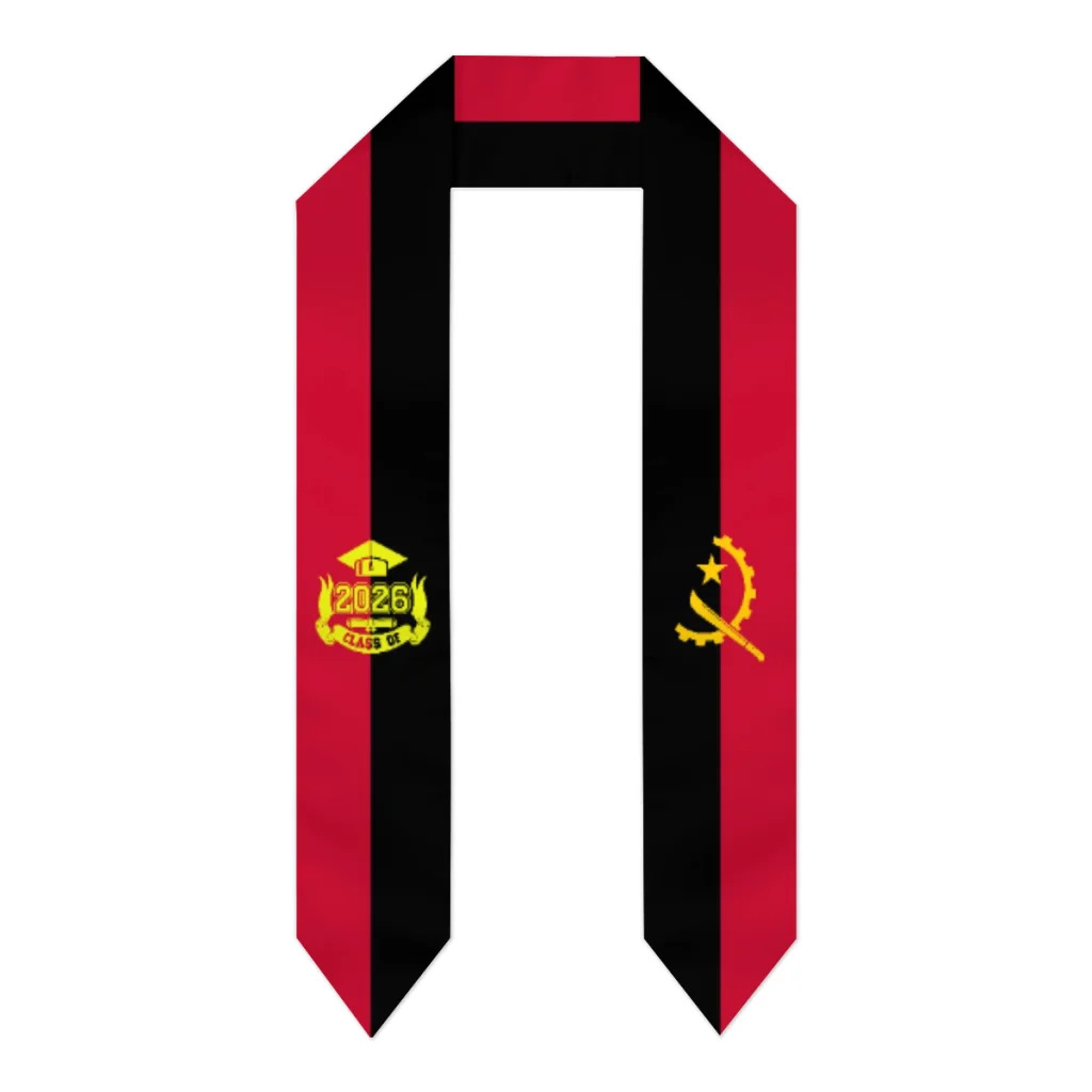 

Class of 2026 Angola Flag Scarf Double Print Graduation Sash Stole International Study Abroad Adult 183*15CM