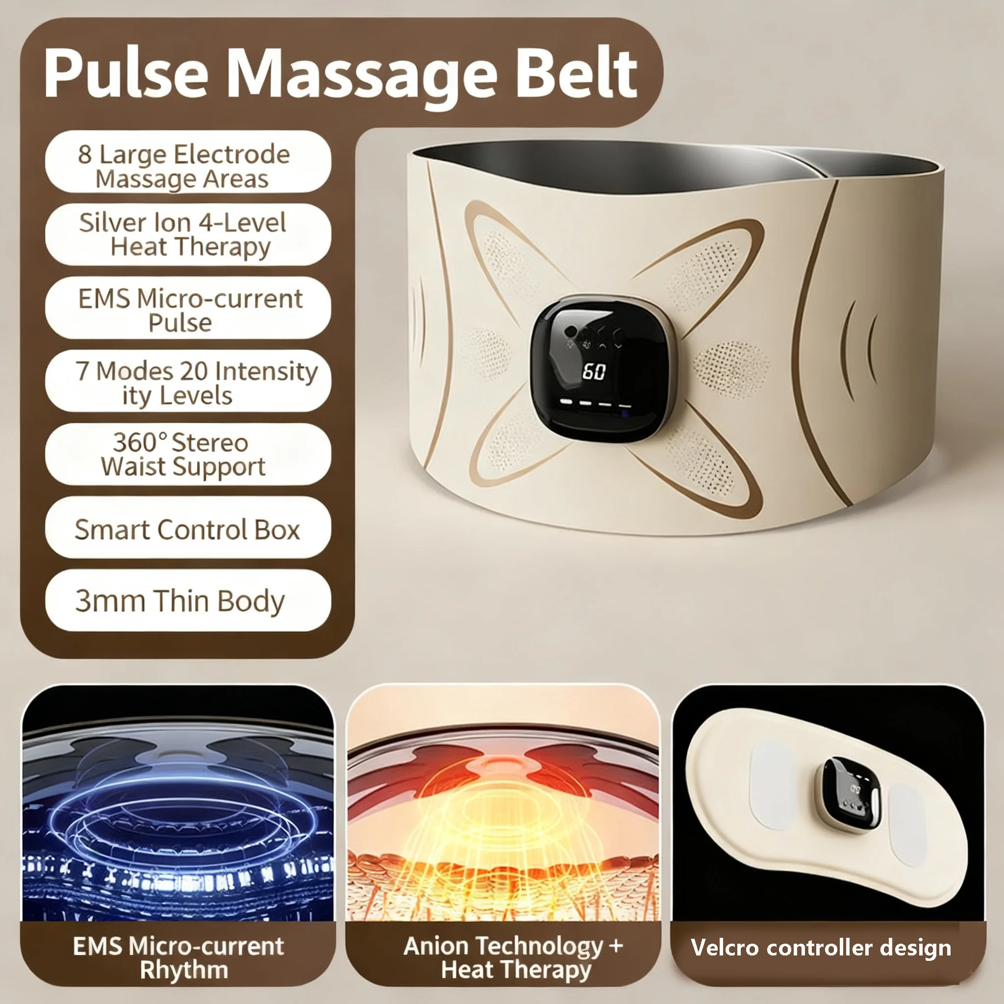 EMS Intelligent Pulse Belt Portable Convenient Home Lazy Hot Compress Sweating Abdominal Warmth Uterine and Abdominal Massager