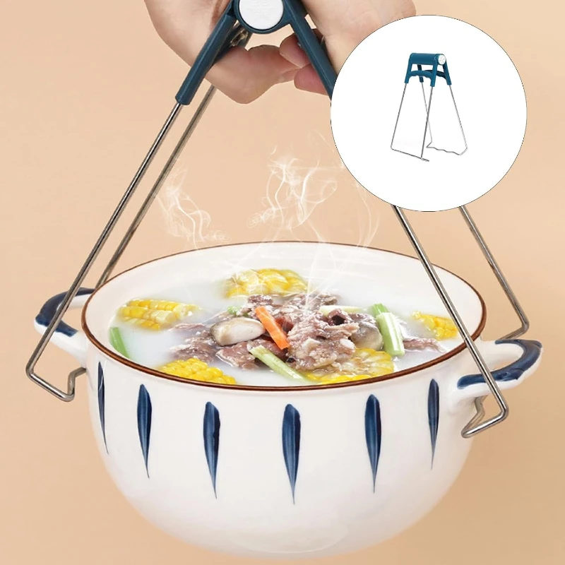 4Pcs Anti-scalding Kitchen Set Stainless Steel Bowl Clip Plate Gripper Silicone Oven Mitts Hot Dish Holder Kitchen Accessories
