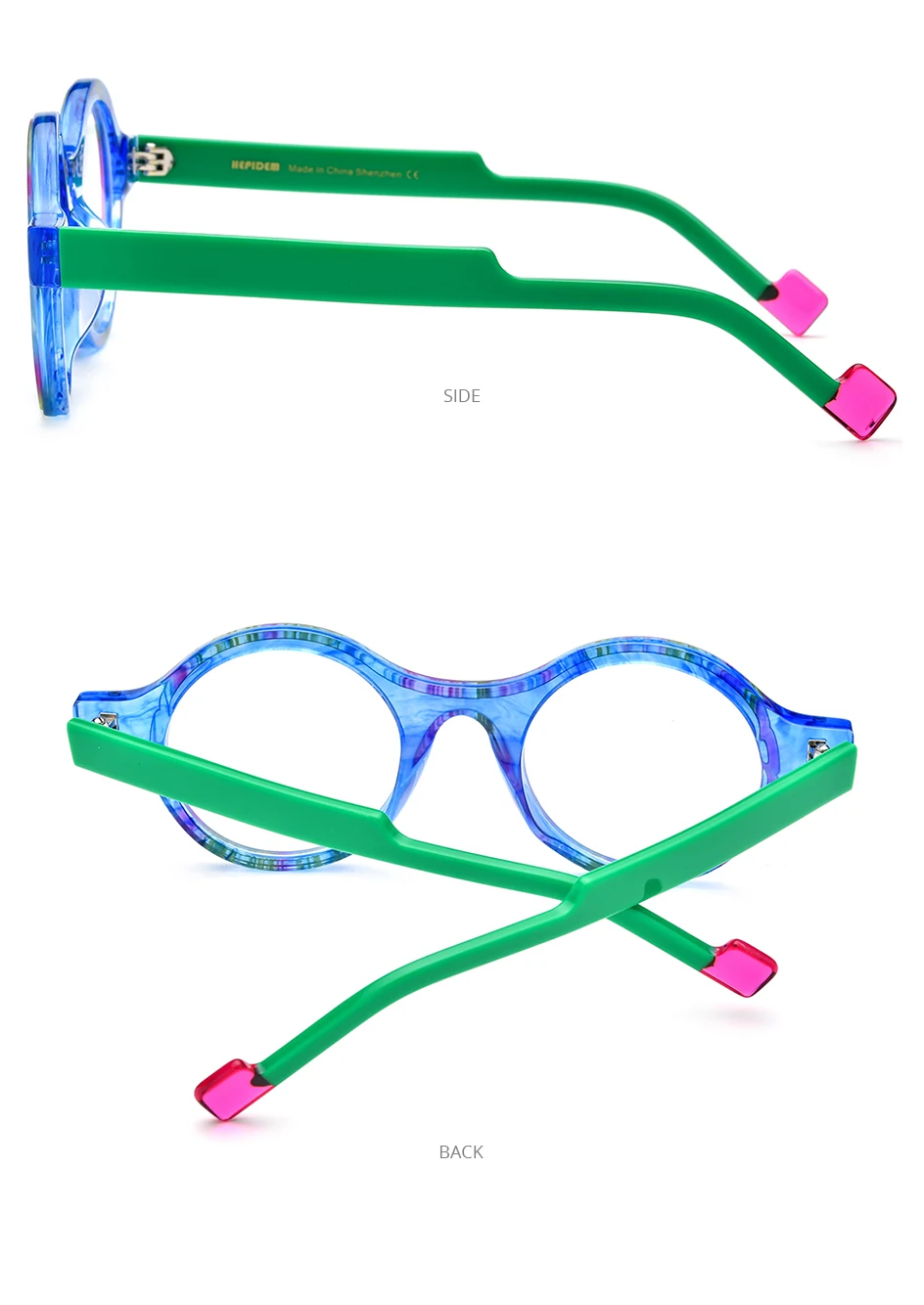 HEPIDEM Acetat Brille Rahmen Frauen übergroße große runde Brille japanische handgemachte Brille dicke transparente Brille 9351 – Detail 7