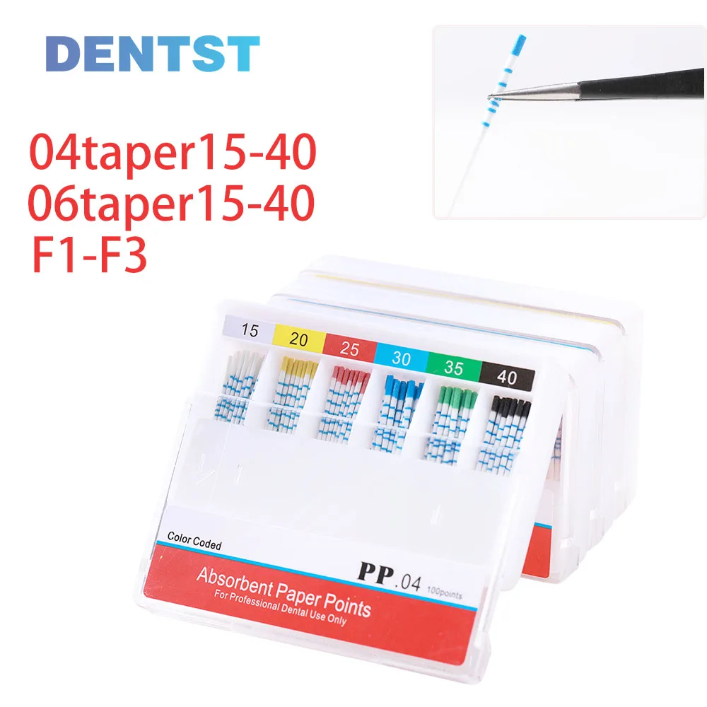 Dental Gutterhanger Końcówki papierowe Końcówki do endodoncji F1 F2 F3 0406 Chłonne punkty papierowe Słupy z włókna bawełnianego Materiały