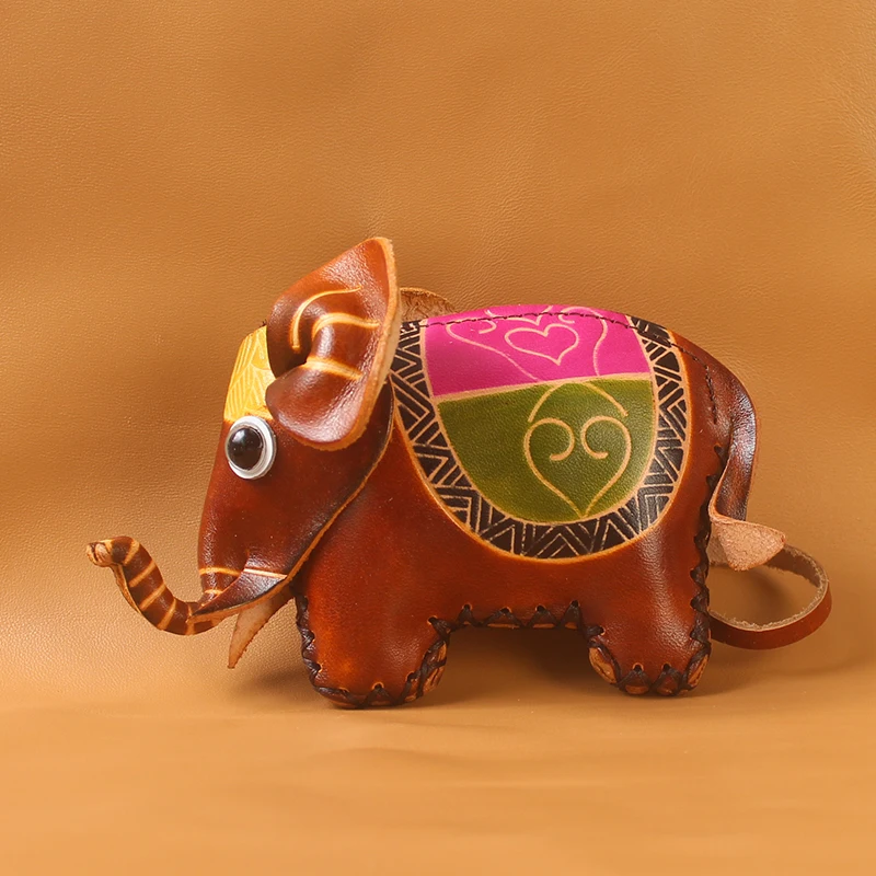 

Новинка 2024, милый кожаный кошелек для монет с рисунком слона, маленький женский кошелек, сумка для монет, держатель для карт, строчка ручной работы