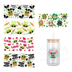 New Arrival Disney Catoon Baby Yoda Pattern UV DTF Sticker Waterproof Transfers Decals For 16oz Glass Cup Wrap Stickers