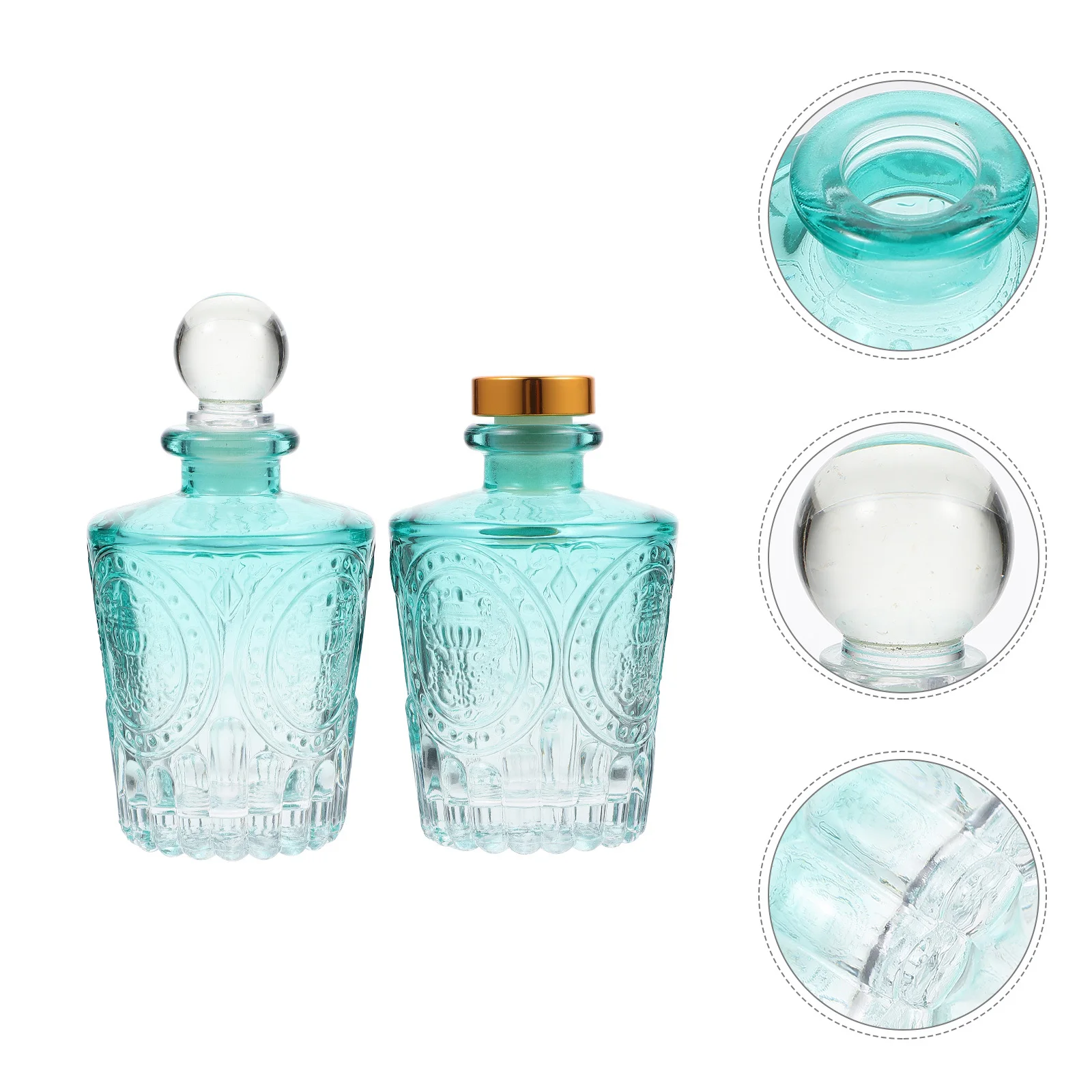 2개 고품질 유리 아로마 병 장식용 에센셜 오일 용기 가정용 아로마테라피 스파 명상 욕실 장식용