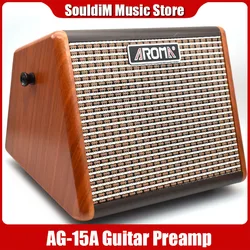 AROMA AG-15A 15W Acoustic Guitar Amplifier Acoustic Amp BT Speaker Built-in Rechargeable Battery with Microphone Interface