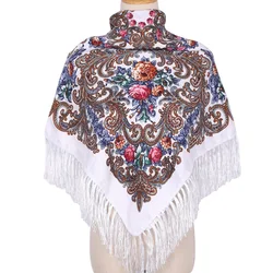 110*110cm Ethnic Floral Headscarf For Elegant Women Shawl Babushka Bandana Handkerchief Female Head Wraps Print Square Scarves