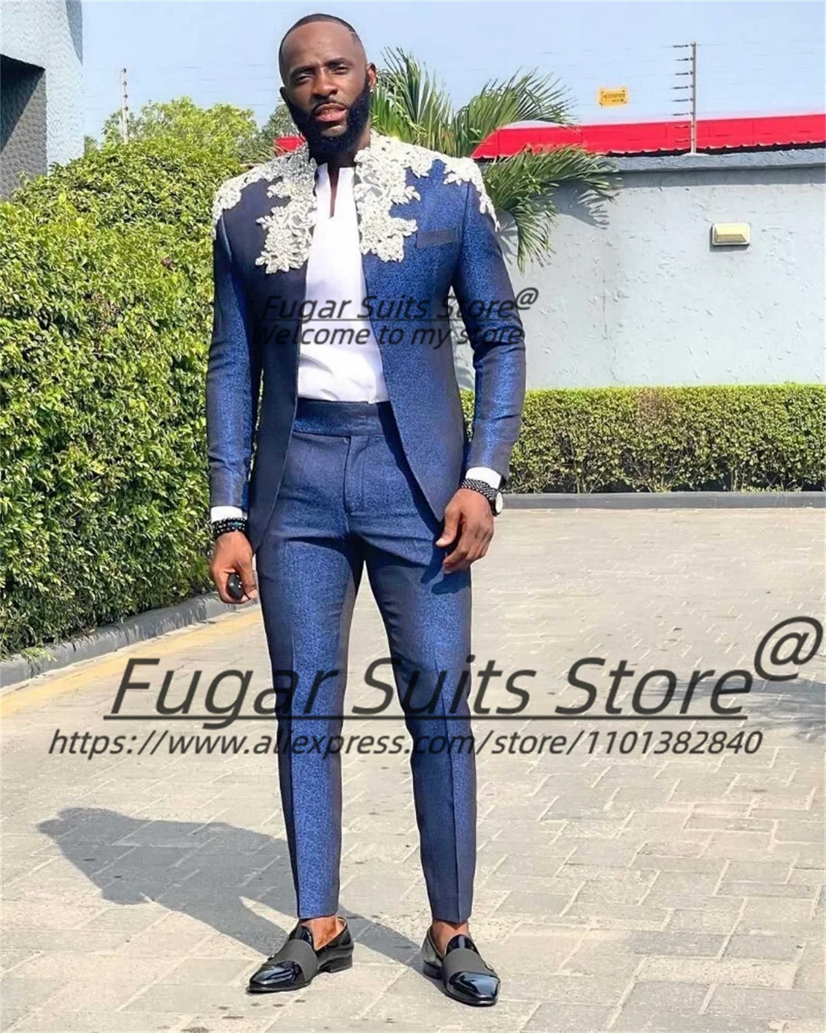 

Gorgeous Embroidered Beaded Groom Wedding Tuxedos Customized Slim Fit Men Suits High-end 2 Pieces Sets Male Prom Party Blazers