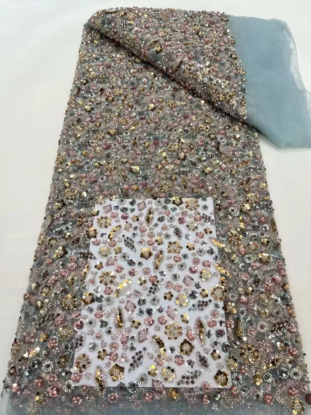 Tissu de dentelle de tulle de perles africaines pour les femmes, paillettes nigwin françaises, patients de dentelle de marié, fête, haute qualité, 5 mètres, 2025