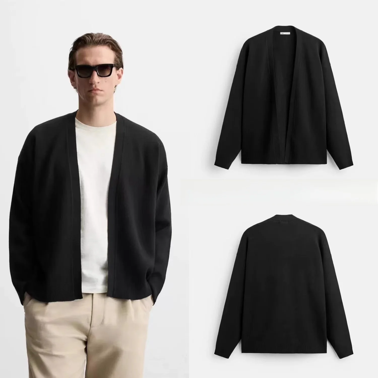 

Autumn 2024 Men's Loose Knitted Long Sve V-Ne Open Cardigan Sweater New Arrival Youthful Pure Color Faion Outerwear