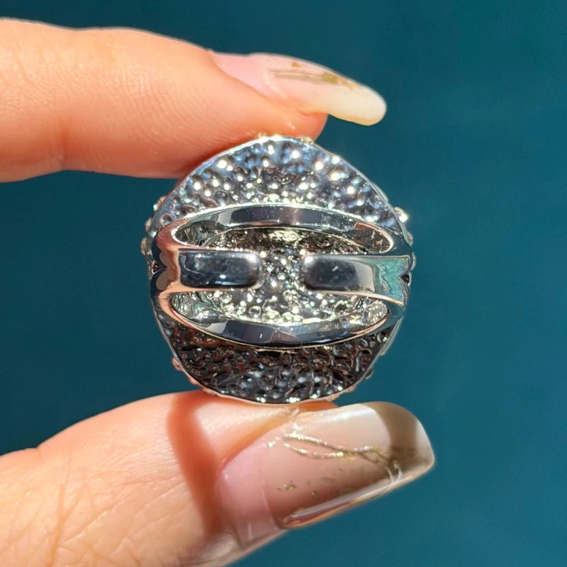 

Vintage Round Enamel Gold Color Rings Violet Stone Jewelry Large White Pearl Designer Luxury Retro Art Deco Wedding