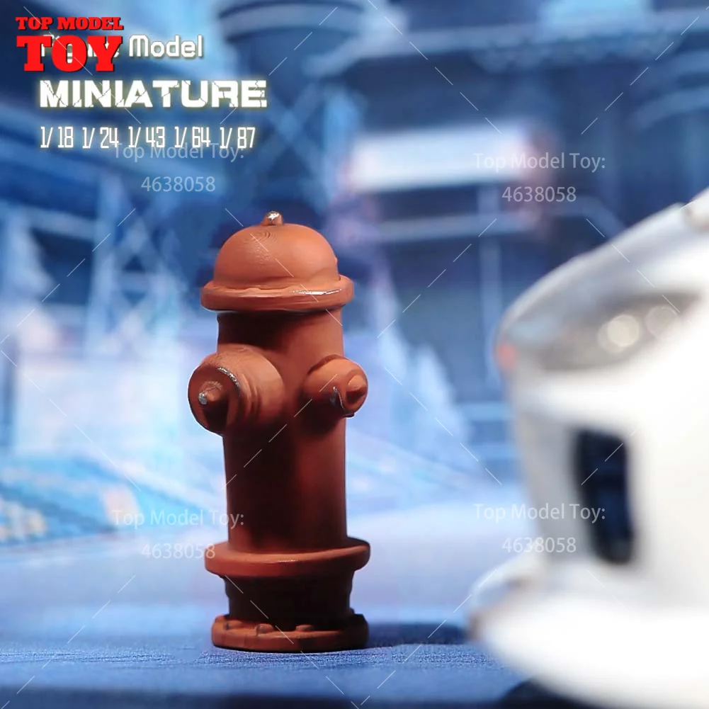 Painted Miniatures 1/64 1/87 1/43 Red Fire Hydrant Yellow Cone Bucket Scene Accessory Unpainted Model For Cars Vehicles Toys