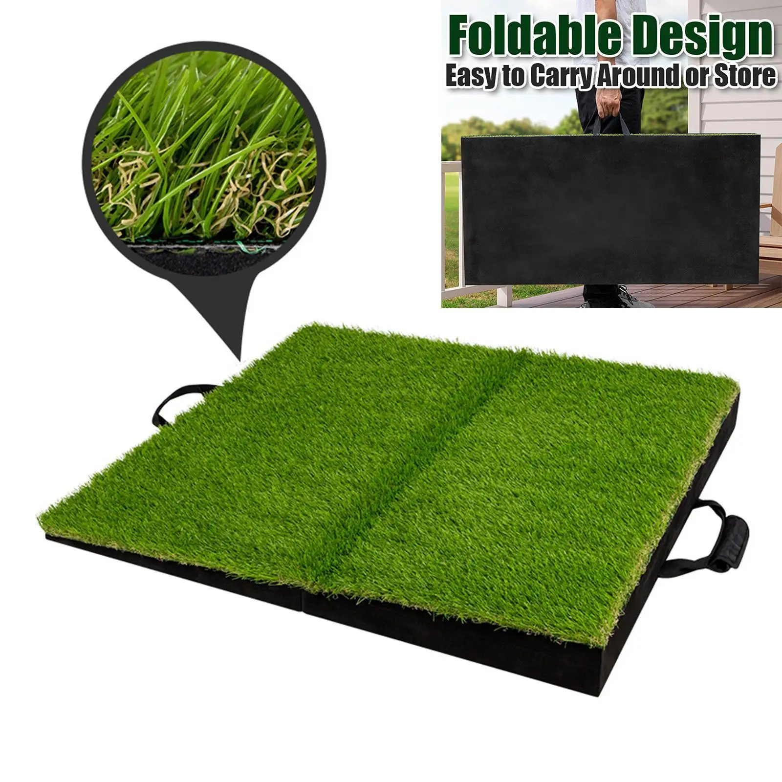 Golf Hitting Mat Foldable Realistic Grass Training for Game Backyard Office