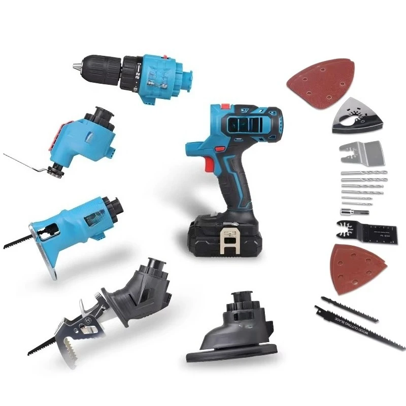 

YYHC-20V Power Tool 5-in-1 Combo Kit Drill Jig Saw Reciprocating Saw Oscillating Tool Mouse Sander Attachments Chargering Drill