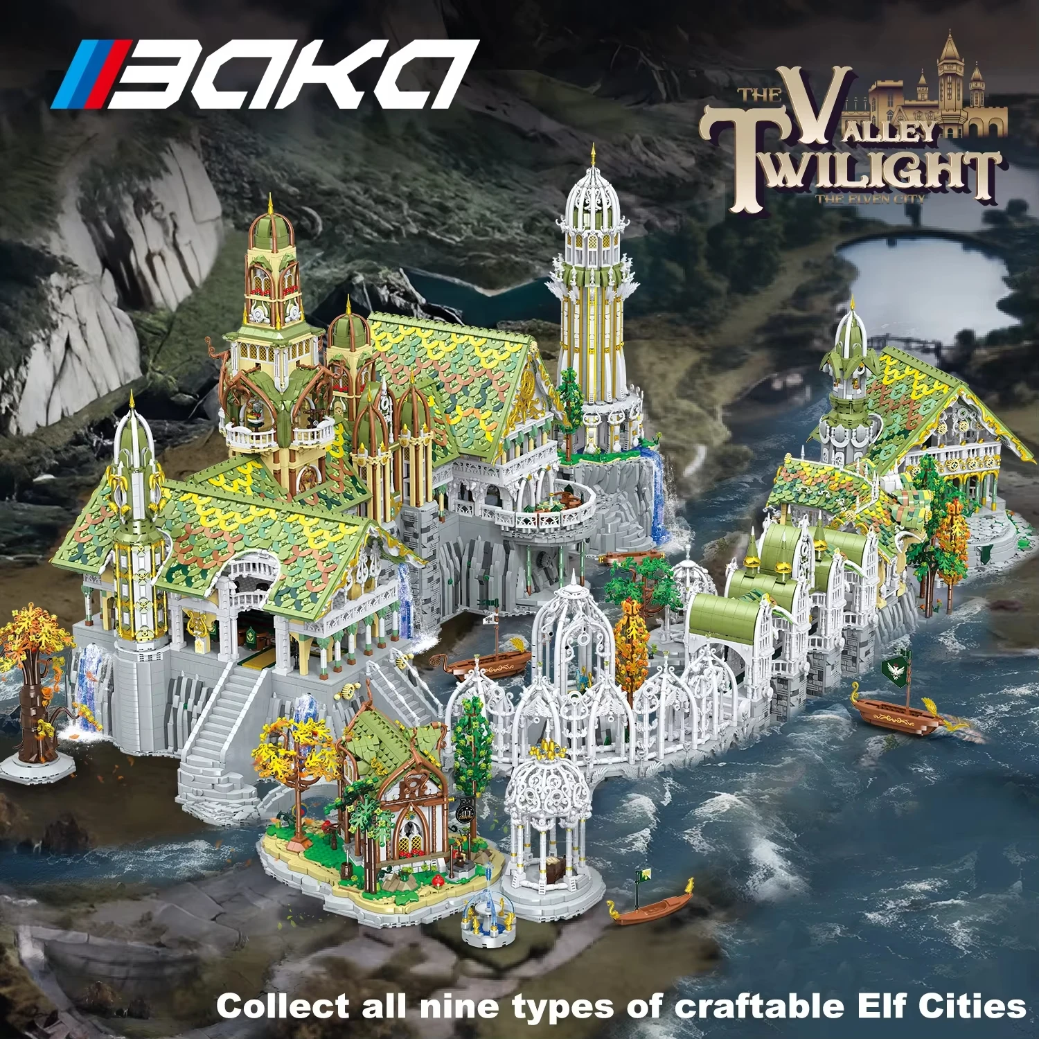 

European Elf City Building Blocks Set Nine-in-one Giant Palace Models Bricks Desktop Decoration Diy Toys For Kids Holiday Gifts