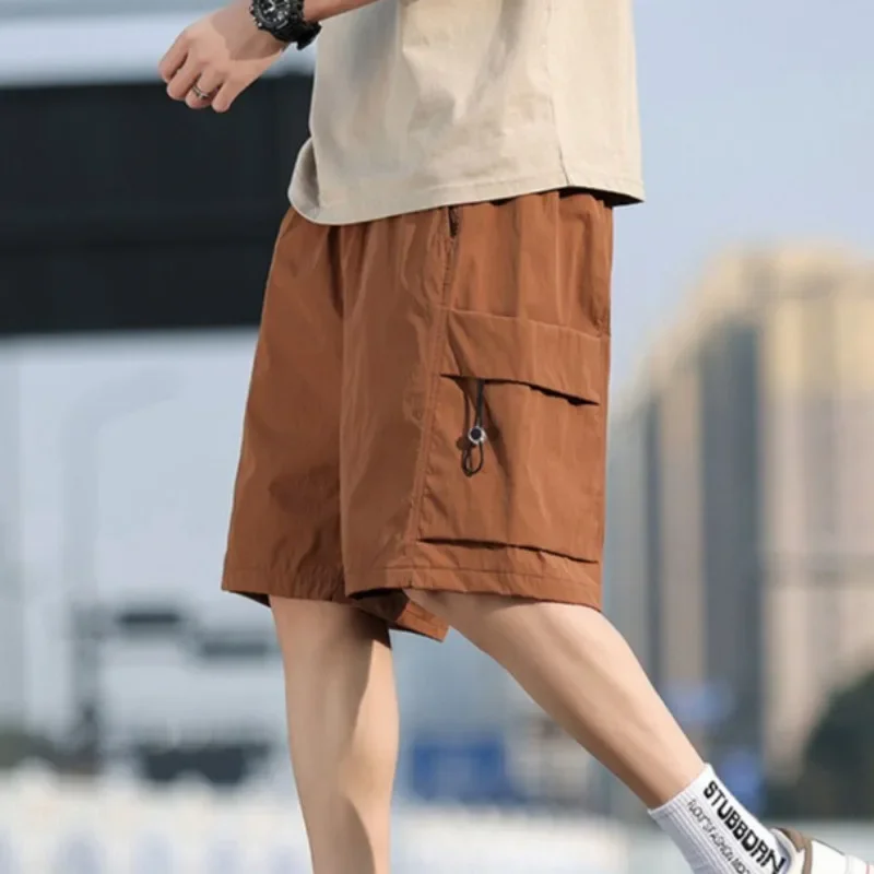 

Мужские шорты-карго с карманами, мешковатые короткие брюки для мужчин с эластичной резинкой на талии, однотонные, широкие, свободные, длинные, Y2k, одежда Jorts