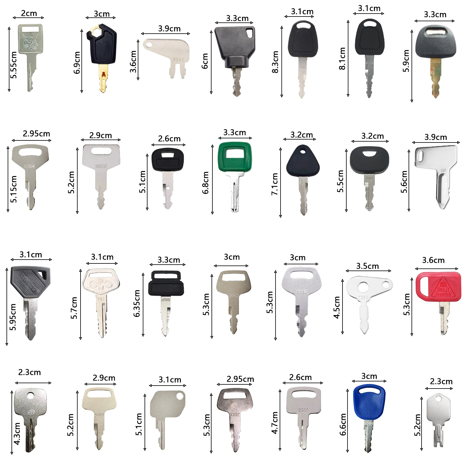 28 Pcs High Quality Ignition Key For CAT Bobcat Volvo John Deere Komatsu Hitachi Excavator Skid Steer Loader Bulldozer Tractor