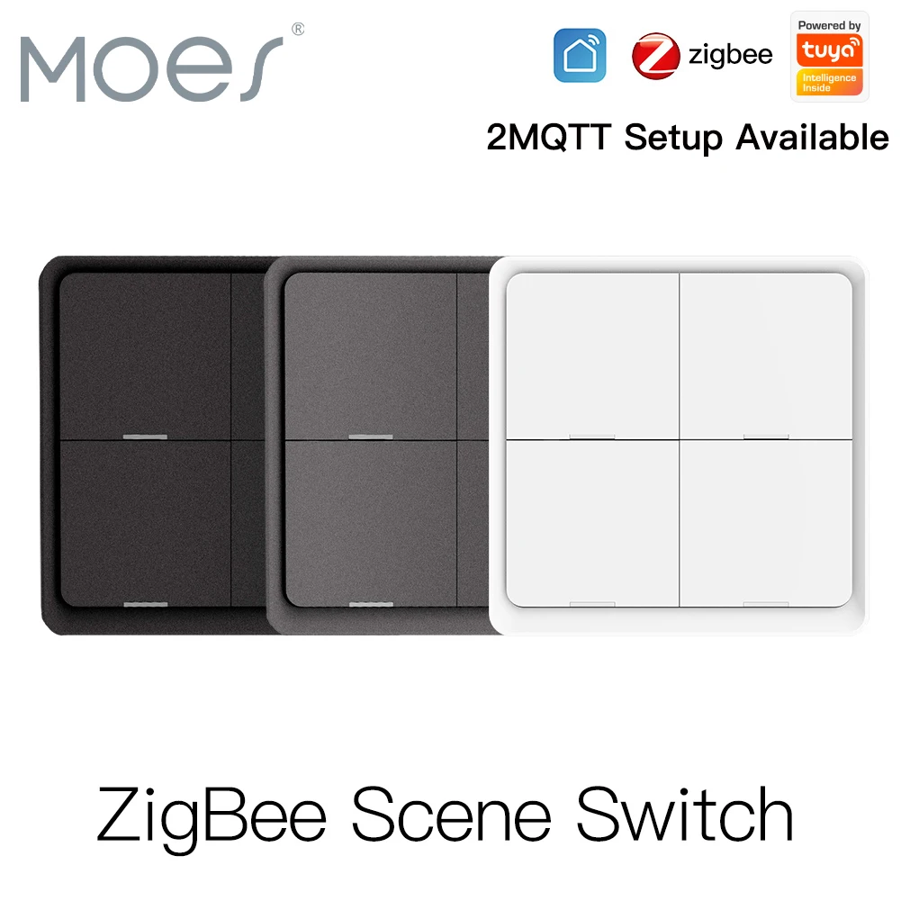 Moes-ZigBee 무선 장면 스위치, 12 가지 제어 모드 핸드 헬드 푸시 버튼 2MQTT 설정 홈 자동화 시나리오 Tuya 스마트 장치 