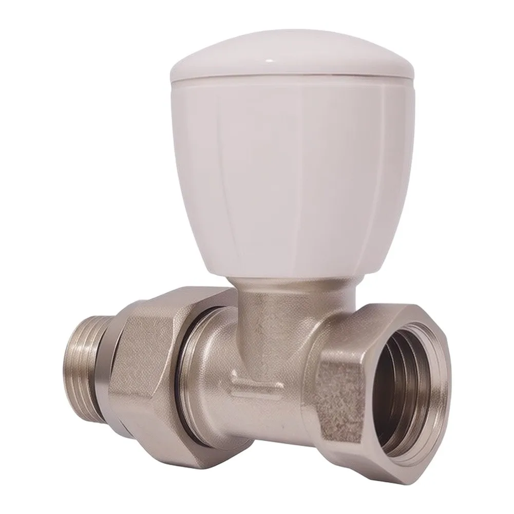 DN15 Straight Manual Radiator Valve 8 cm x 8 cm x 6 cm Brass Body Compatible with Panel Radiators and Towel Rails