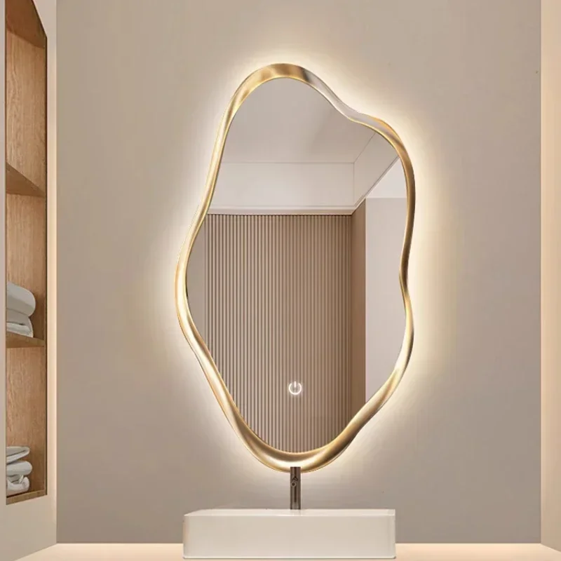 Large Led Makeup Bedroom Decorative Mirror Wall Bath Hanging Shower Aesthetic Mirror with Light Deco Chambre Home Decor