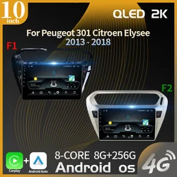 For Peugeot 301 Citroen Elysee 2013-2018 Car Radio Android OS WIFI Navigation Bluetooth Apple Carplay Multimedia Stereo Screen