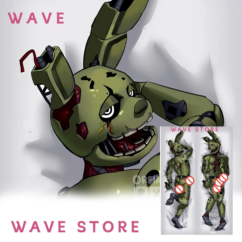 Dakimakura فروي خمس ليال في فريدي 3 Springtrap أنيمي مزدوجة الوجهين طباعة الحياة حجم كيس وسادة للجسم غطاء المخدة