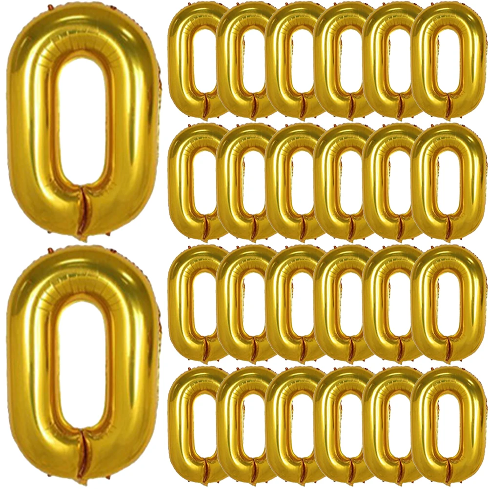 

50pcs Gold Balloon Chain Aluminum Foil Party Decorations for Birthday Festival Big Numbers Photo Prop Wall Door Window Ceiling