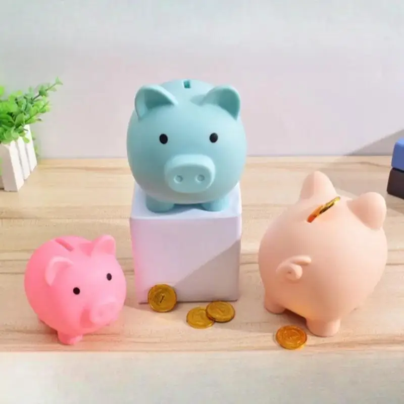 Lovely Cartoon Vinyl Piggy Bank Creative Children Birthday Gift Piggy Bank Cute Plastic Piggy Bank Solid Color Piggy Bank Gift
