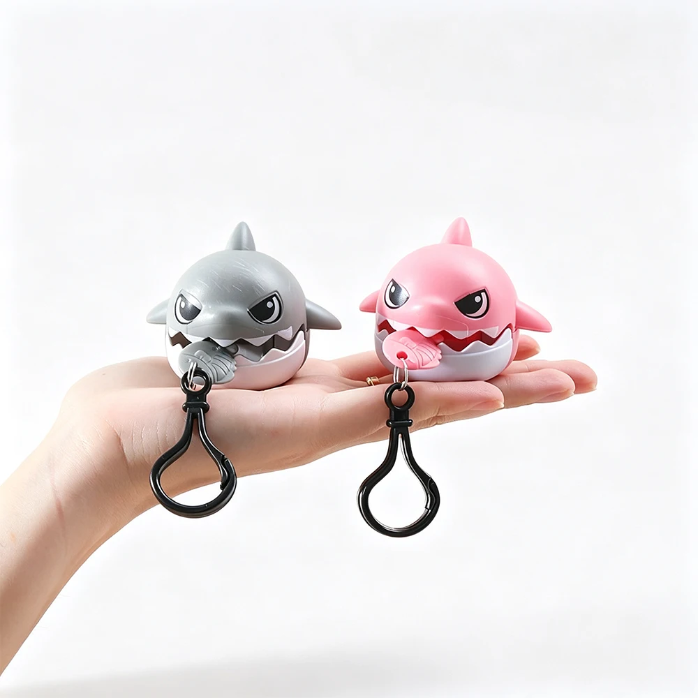Creative Shark Keychain Pull Line Nibbling Design Cartoon Eating Small Fish Keyring For Children Car Bag Gift