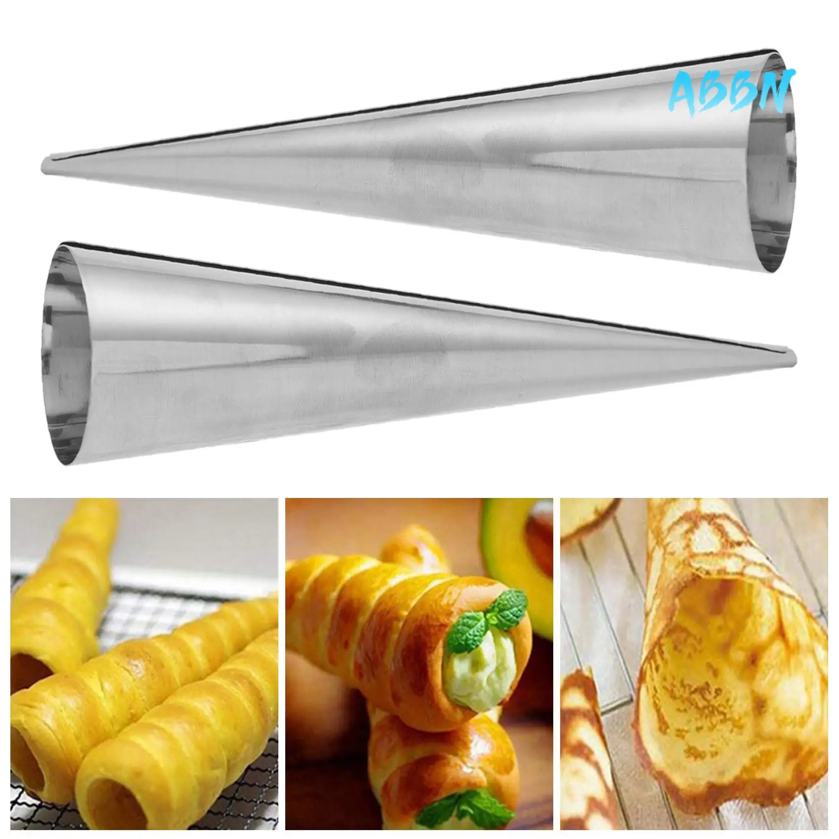 

ABBN-20 Pcs Cream Horn Molds Stainless Steel Cone Tubular Shaped Mold For Cannoli Tubes Croissant (Cream Cone)