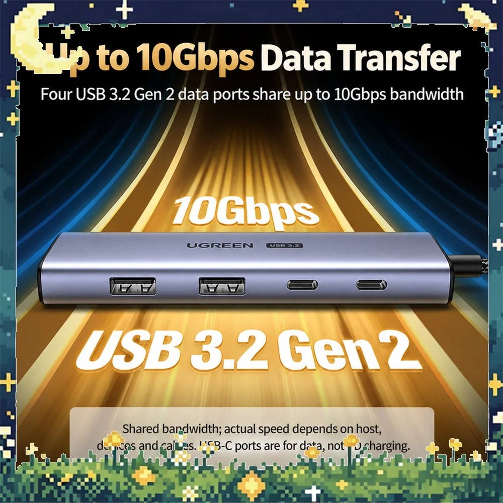 UGREEN 90376 CM500 USB4 5-in-1 USB-C Hub, HDMI up to 8K 60Hz, 2 USB-C and 2 USB-A 3.2 Gen 2 10Gbps Data Ports