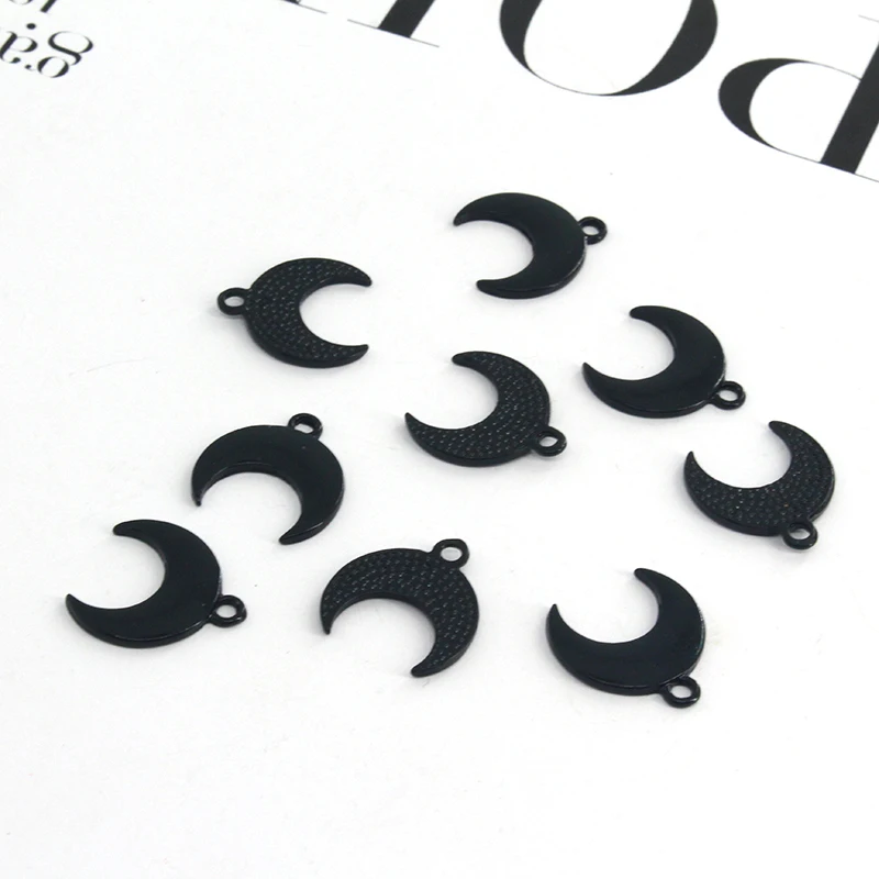 10pcs/pack Cool Black Crescent Moon Alloy Earring Charms Punk Popular Earring Bracelet Small Pendant DIY Jewelry Make C128