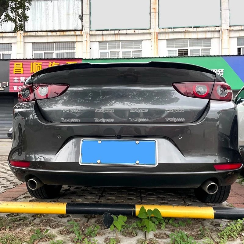 

For Mazda 3 Axela Sedan 2019-2022 ABS Plastic Carbon Fiber Look/Gloss Black Rear Trunk Lip Spoiler Car Accessories