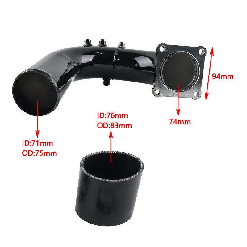 Tubo de cotovelo de admissão de alto fluxo para 2003-2007 Dodge Ram 5.9L EGR-1042 Preto Vermelho Prata