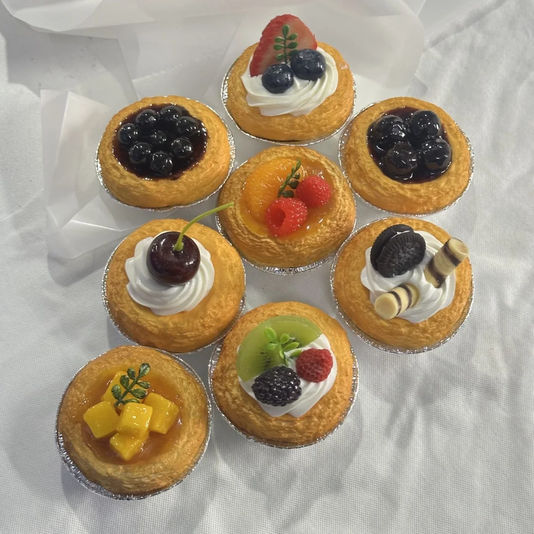 3in 4pcs Set Hong Kong Style Egg Tart Creamy Food Model Chinese Dim Sum Bakery Restaurant Flaky Pastry Silky Smooth Egg Custard