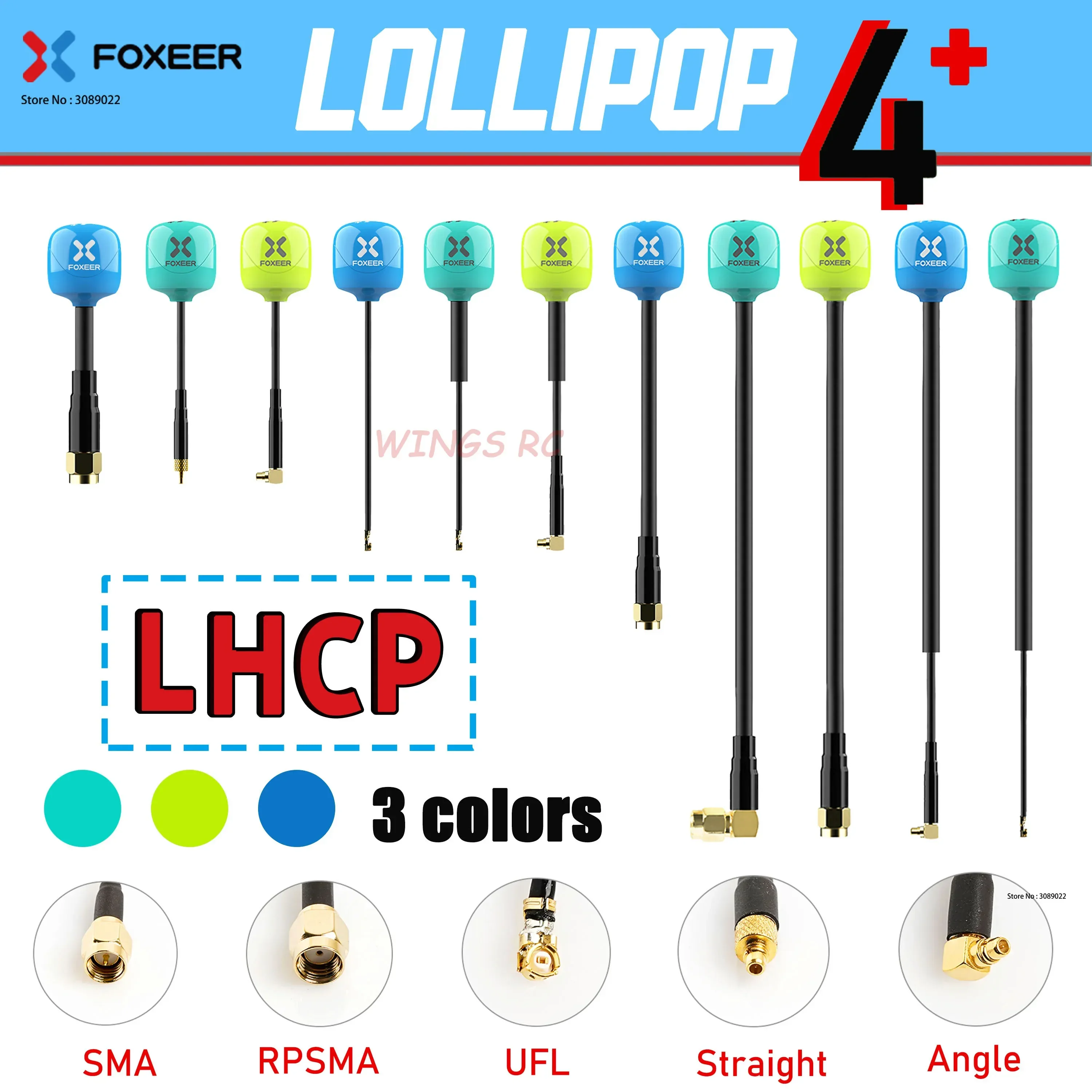 Foxeer Antenna Lollipop 4 Plus 4+ FPV Antenna 5.8G 2.6Dbi LHCP SMA RPSMA UFL MMCX FPV Omni LDS Antenna For FPV Racing Drone