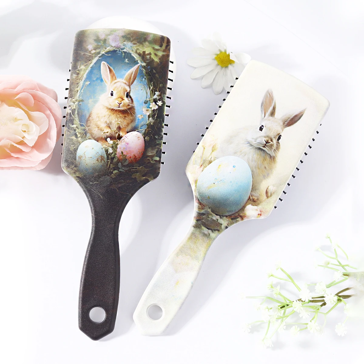

Hair brush with rabbit pattern, anti-static nylon hair brush, durable ABS plastic handle, gift, special for real hair wigs