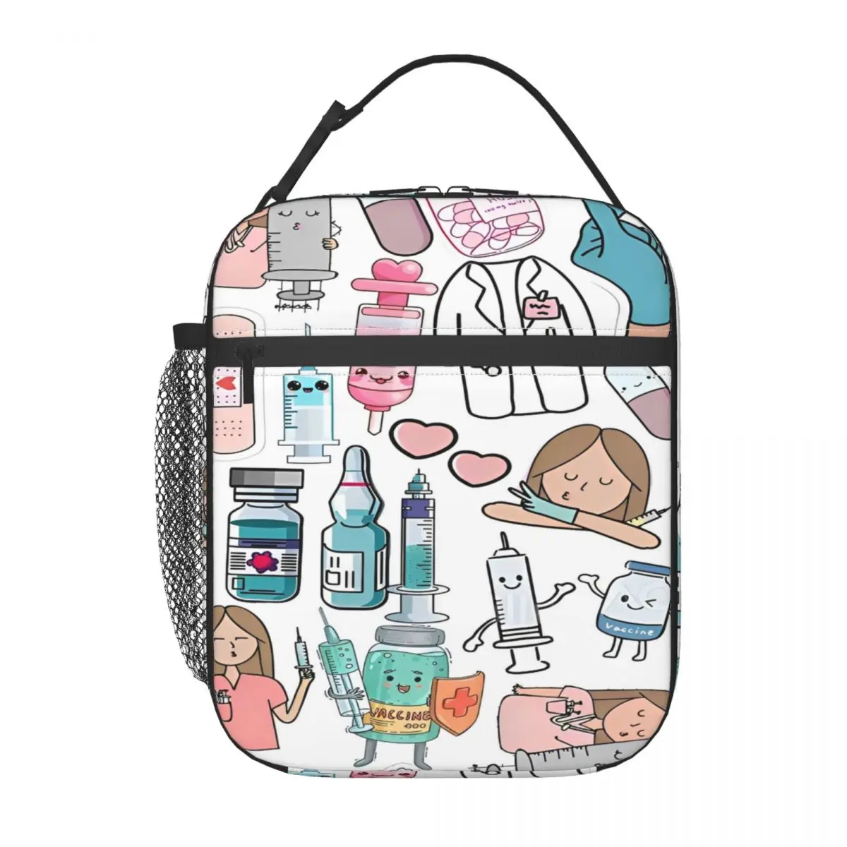 Enfermera En Apuros Nurse Medical Doctor 8 Lunch Bag Portable Lunch Box Picnic Print Cooler Bag Oxford Thermal Tote Handbags