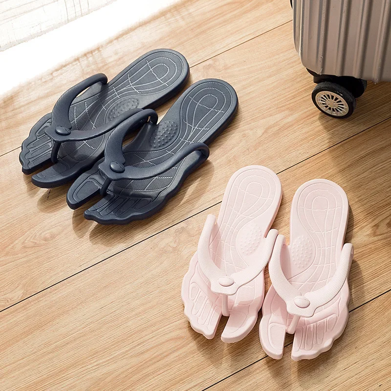 1Pair Portable Folding Slippers Travel Business Trip Adults Couple Beach Flip-flops Hotel Bath Anti-skid Women Men\'s Slippers