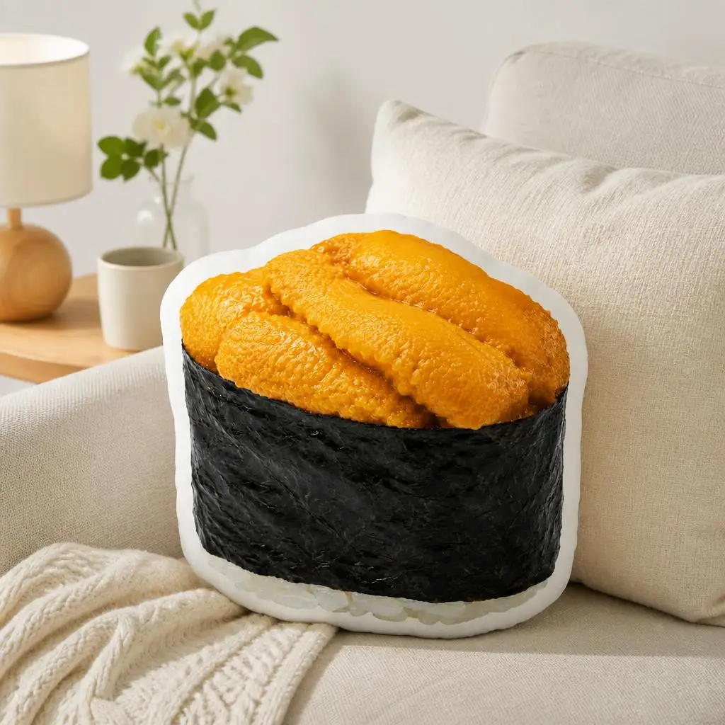 Uni Sea Urchin Gunkan Sushi Plush Pillow Cushion Stuffed Throw Pillow Home Decor Gift Sofa Bed Japanese Restaurant Chef