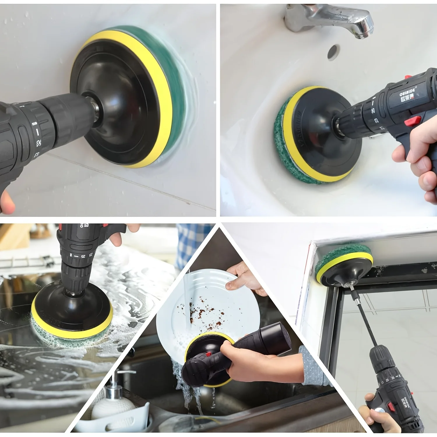 18/28Pcs Power Scrubber Pads Drill Attachment, 26 Pieces 4 Inch Headlight Restoration Kit Drill Brush Scouring Cleaning Pads