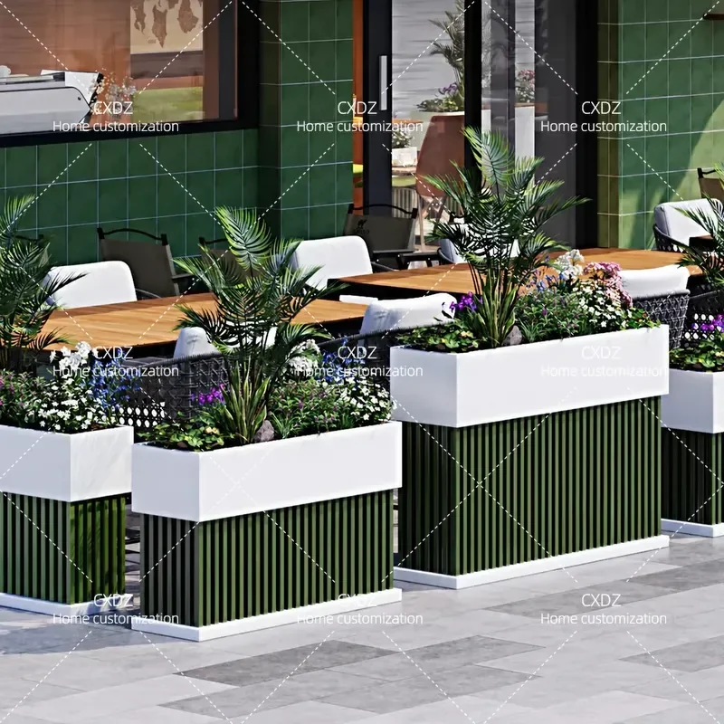 Outdoor Wrought Iron and Stainless Steel Flower Box Planter Stand for Courtyard Garden Commercial Street Square Decoration