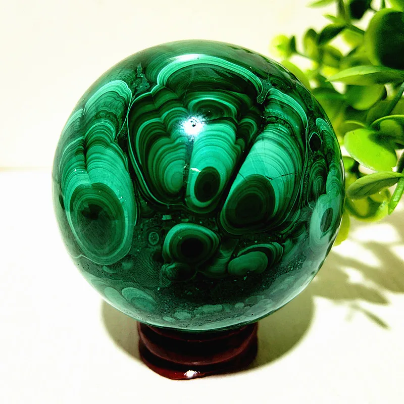 3A+ Natural Malachite Crystal Ball Stone Sphere Desk Feng Shui Gems Chakras Witchcraft Reiki Healing Home Room Decoration