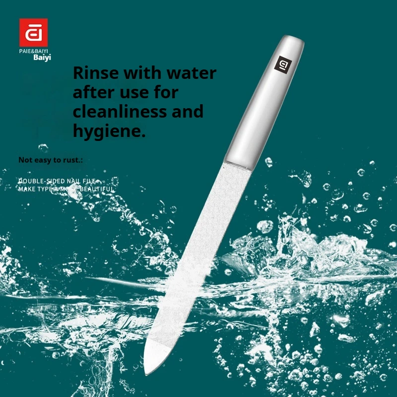 Lime à ongles et polisseuse robustes en acier inoxydable, outil de mise en forme des ongles réutilisable pour ongles naturels/artificiels, cadeaux adaptés aux voyages