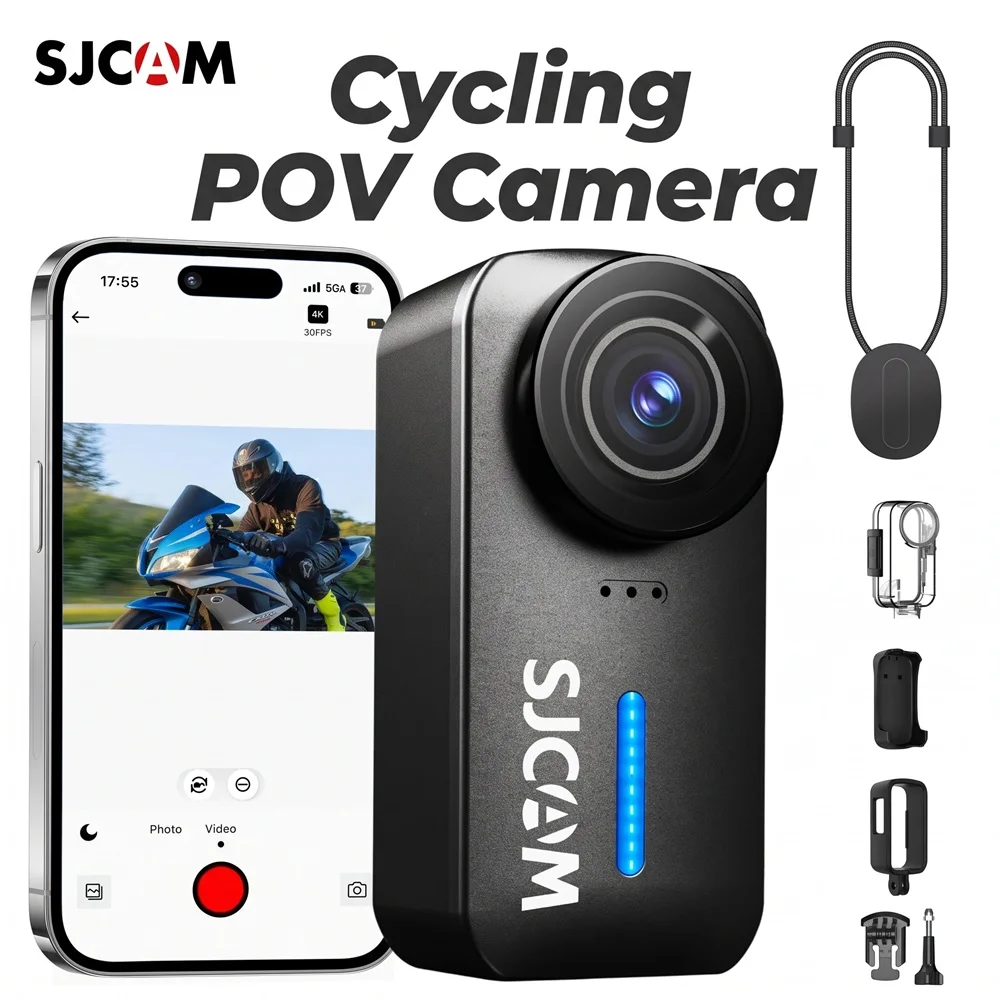 SJCAM C110 Plus 4K Cycling POV Action Camera Gyro Stabilization 170° Wide Angle Slow Motion Vlog Camera for Biking Diving Travel