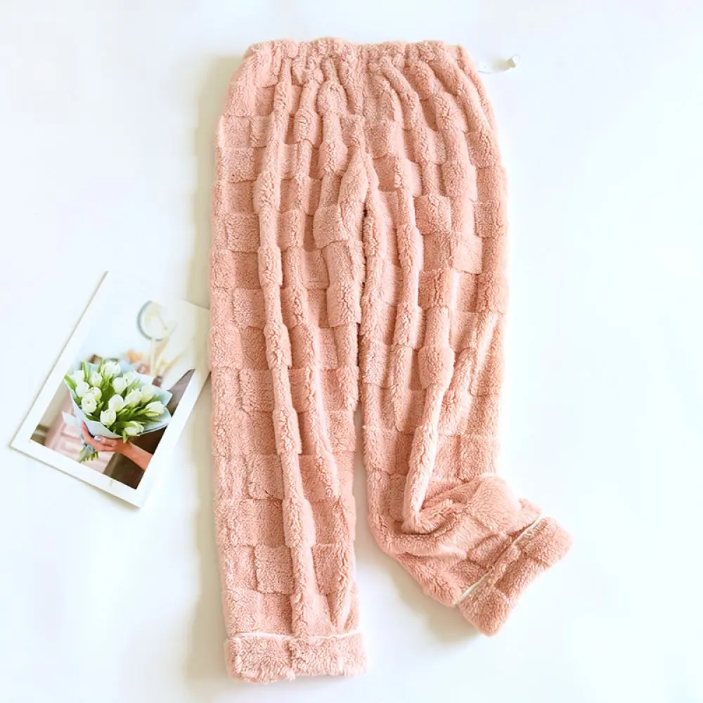 Winter Maternity Pajama Pants Warm Flannel Fleece Lined Trousers Pregnant Women Home Clothing Elastic High Waist Belly Support