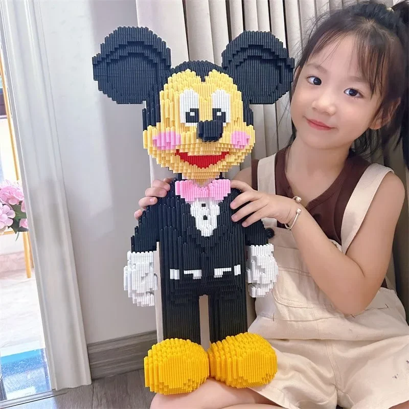 Blocs de construction géants Mickey Mouse Minnie Mouse, modèle de mariage, assemblage de haute difficulté, blocs de construction pour adultes, cadeau d'anniversaire