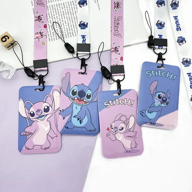 Soporte de tarjeta de identificación para estudiantes de Disney Stitch, tarjeta de identificación creativa sin deslizamiento, soporte de identificación de autobús, Control de acceso, tarjeta IC, paquete de tarjetas de Campus, regalo de cumpleaños