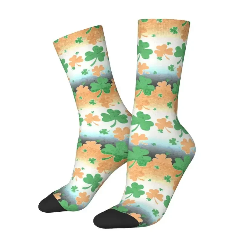 Y2K Shamrocks In Distressed Irish Flag Mens Crew Unisex Kawaii Ireland Spring Summer Autumn Winter Dress Socks