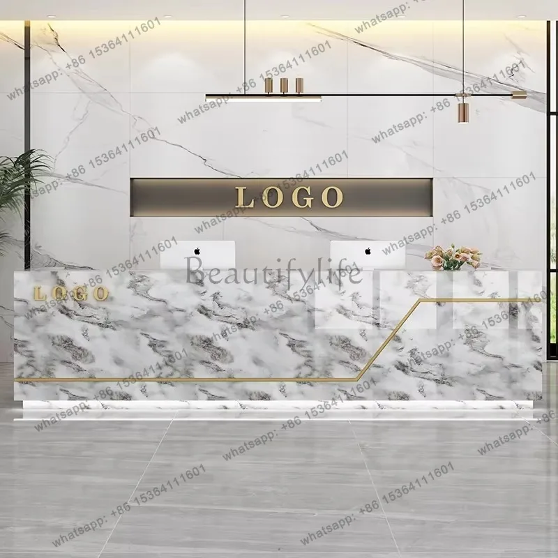 LJY Luxury Salon Reception Desks Checkout Counter BeautyModern Reception Desks Kitchen Design Mostrador Negocio Office Furniture