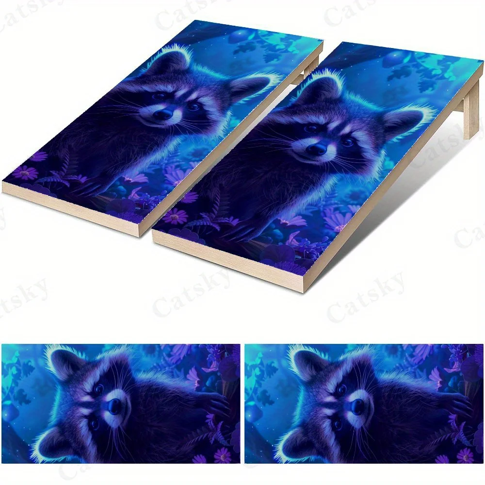 Fantasy Raccoon Glow,2D Flat Vinyl Sandboard Decals - Budget-Friendly and High Value, Bubble-Free and Easy to Stick, Waterproof